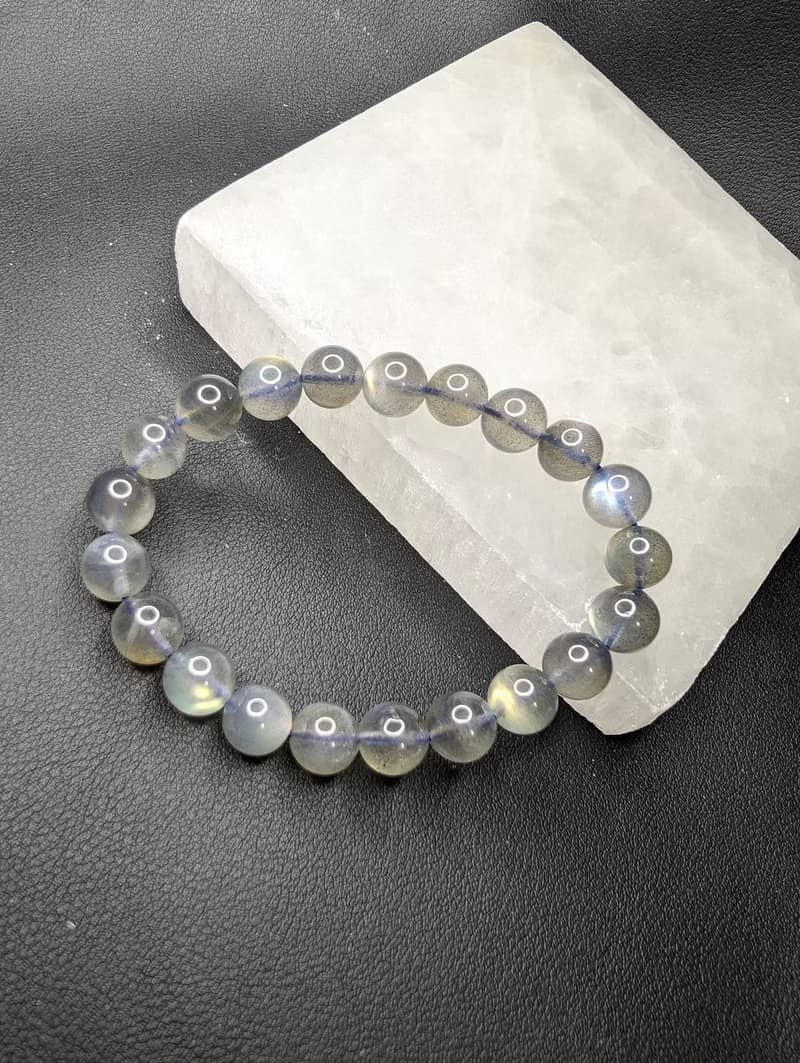 【訂製品】彩光 拉長石 灰月光石 6-10mm 手串 手鍊 天然水晶