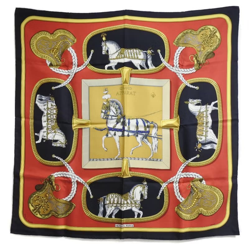【日本直送】エルメス HERMES カレ90 スカーフ GRAND APPARAT シルク レディース【未使用】