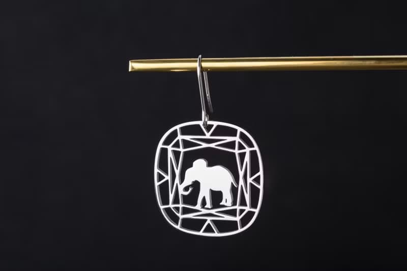 大象(單邊/一對)耳環-可改夾式  寶石與動物系列: 抗