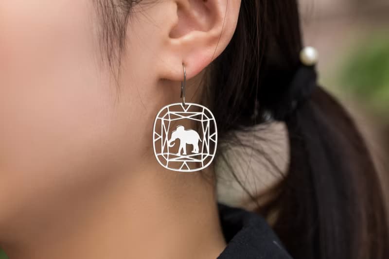 大象(單邊/一對)耳環-可改夾式  寶石與動物系列: 抗