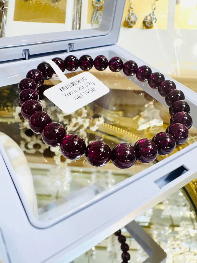 精品絕美晶體紫牙烏水晶7mm20.39g美容水晶氣血循環