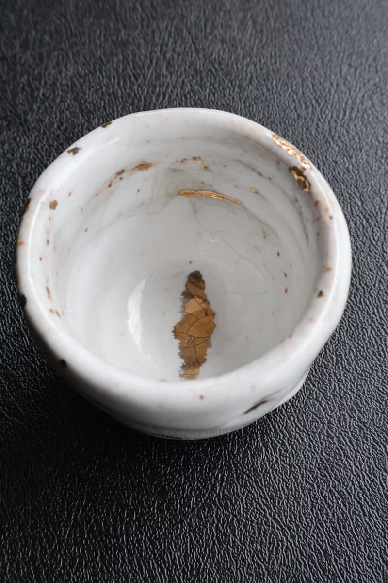 白志野鎏金-個性杯-台灣陶藝家余華宇老師手作-容量約70ml