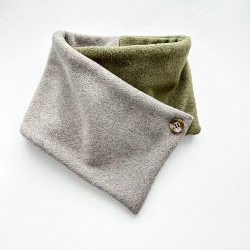 オシャレに暖かく バイカラーのネックウォーマー　メルトンフリース　クリスマスギフト