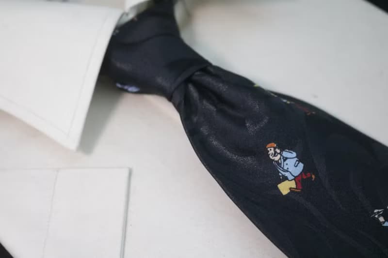 黑色真絲小人印花領帶雅痞休閒趣味tie禮盒
