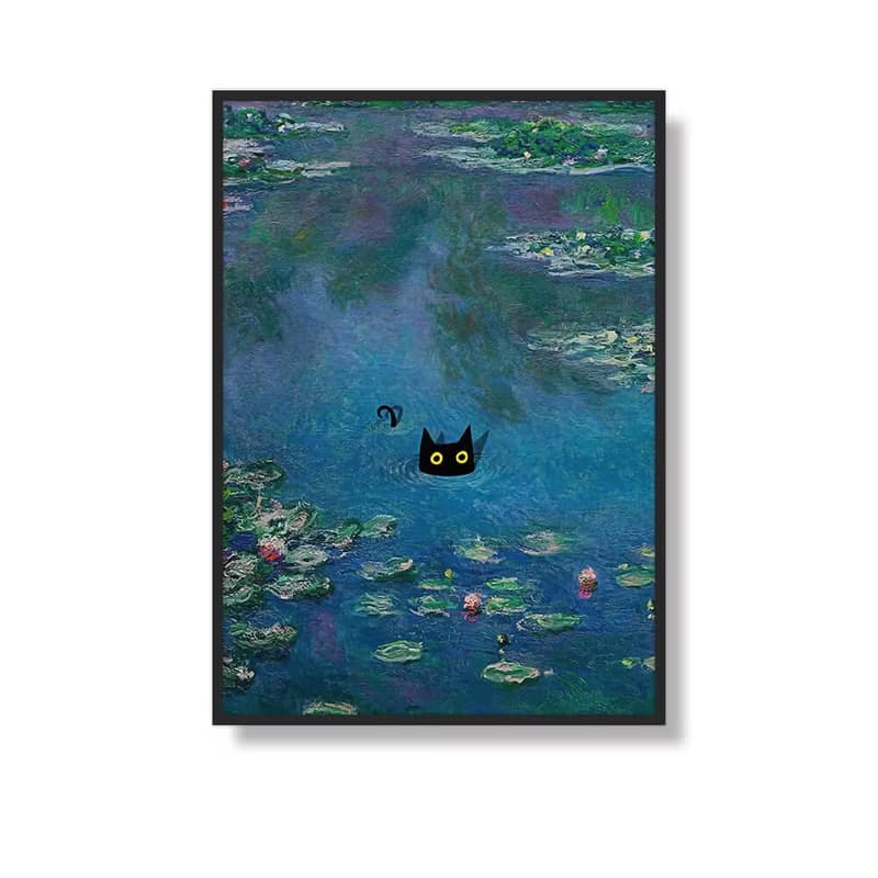 CAT‧睡蓮_掛畫_動物系列_台灣製造 兩個工作天快速出貨