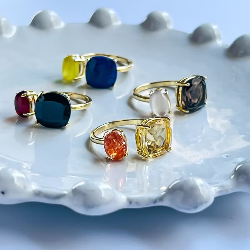 Lapis Lazuli & Yellow Prehnite  Ring【gift box】