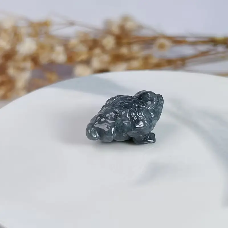 【招財神獸】烏雞翡翠三腳蟾蜍擺飾 | 天然緬甸玉翡翠A貨 | 送禮