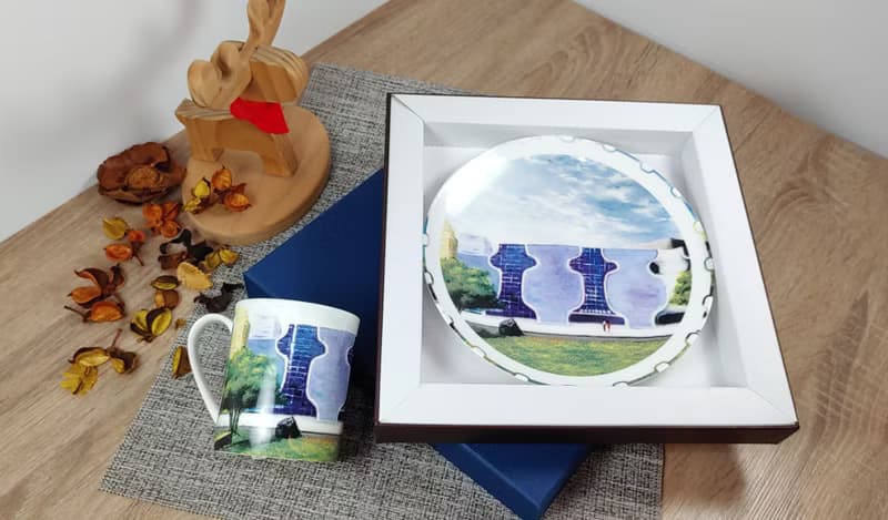 藝術瓷盤 漫步台中歌劇院 小光點畫廊身心障礙藝術畫家-陳華國