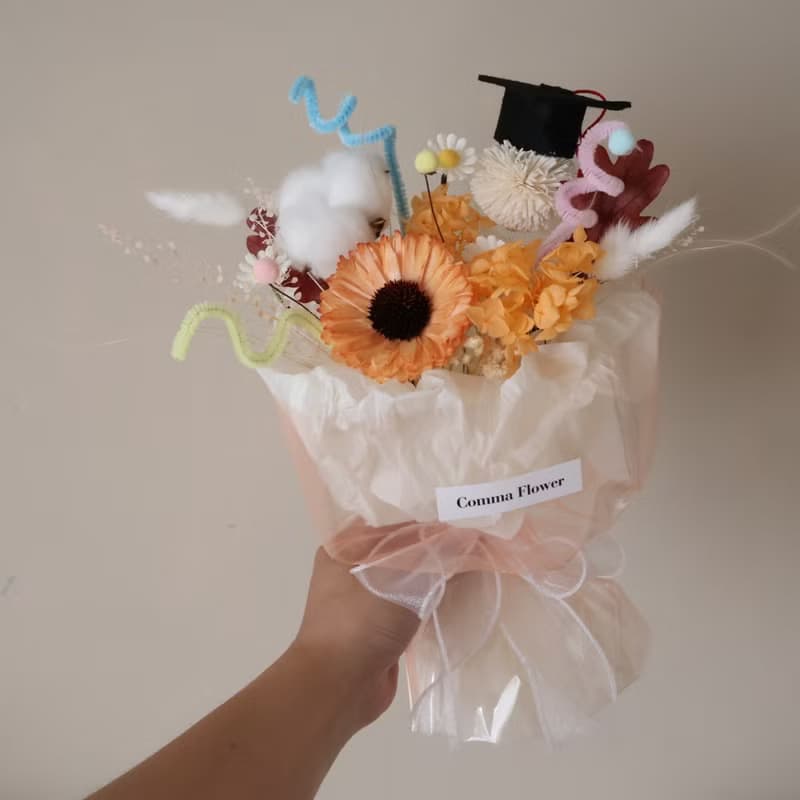 青春扭棒橘太陽花花束 向日葵 生日  畢業禮物 老師禮物