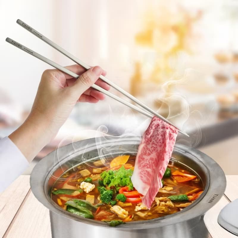 純鈦 料理筷/方形空心筷/公筷 32公分 (霧面質感)