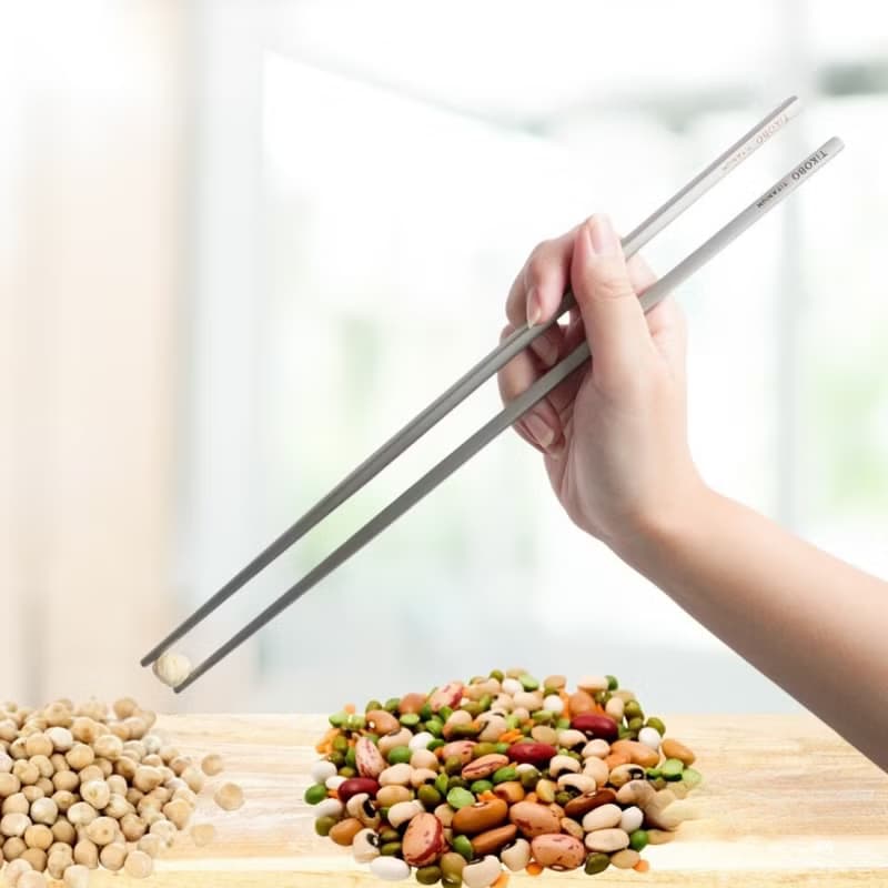 純鈦 料理筷/方形空心筷/公筷 32公分 (霧面質感)