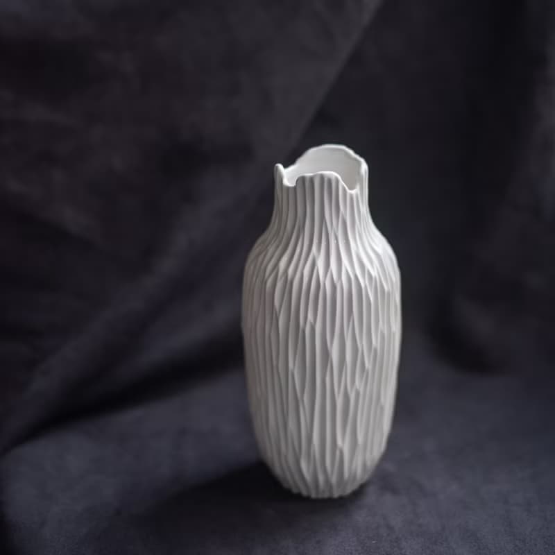 霧的原貌 割紋瓶 中 - 手作花器