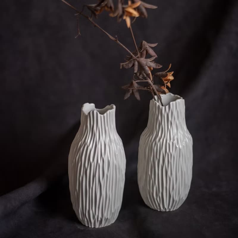 霧的原貌 割紋瓶 中 - 手作花器