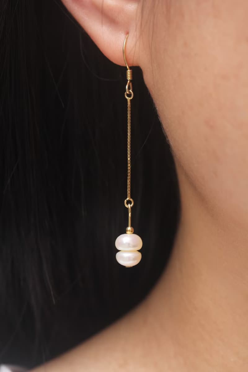 珍珠長耳墜    復古優雅氣質耳飾耳釘耳環/生日禮物情人節