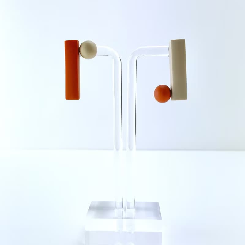 nearly equal terracotta×beige ピアス イヤリング