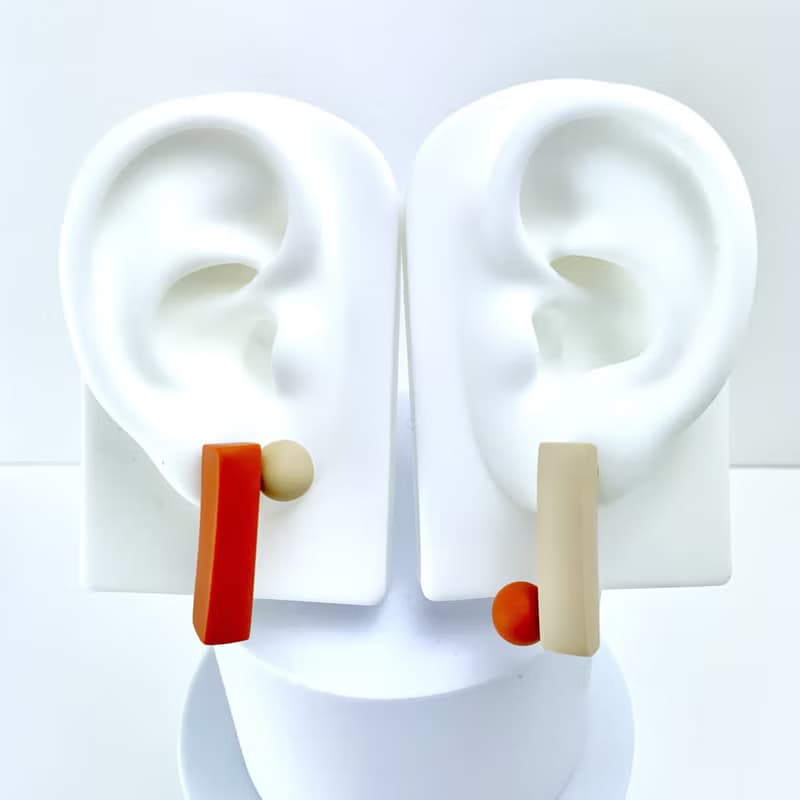 nearly equal terracotta×beige ピアス イヤリング