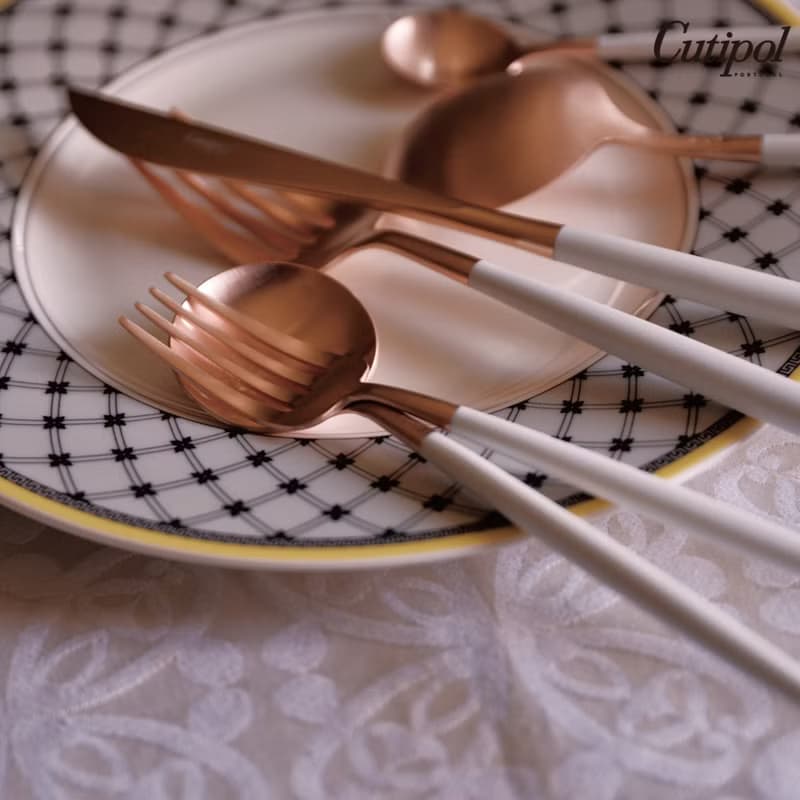 葡萄牙Cutipol GOA系列白玫瑰金18cm點心匙