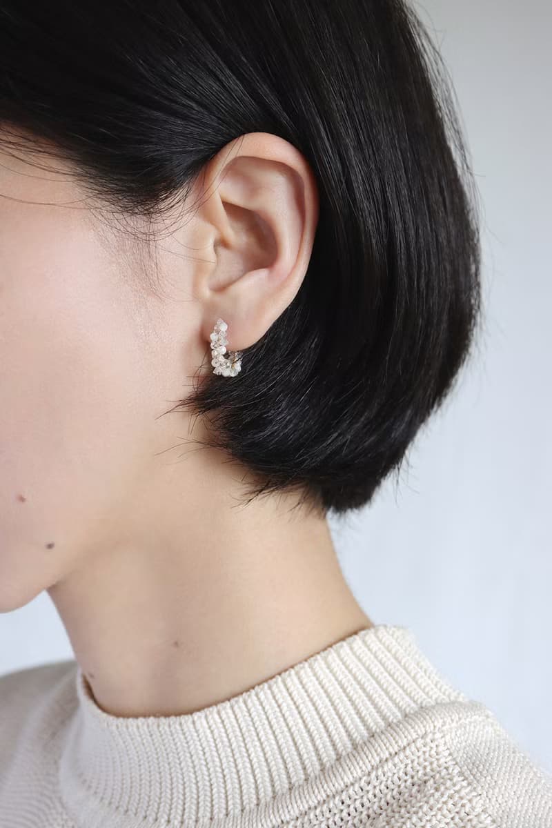 14KGF 赫基蒙水晶×白貝 天然石耳環 圈圈耳釘耳夾耳骨夾