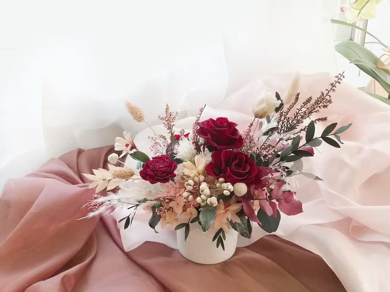 永生花 永生玫瑰花 乾燥花 開幕盆花 紀念日禮物 大理石紋 祝賀花