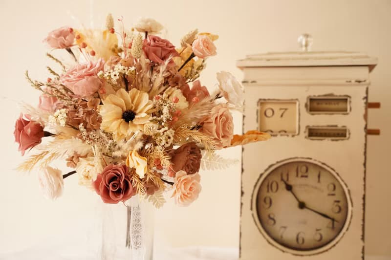 【竒植花物】復古浪漫粉永生乾燥捧花 求婚花束 情人節 新娘捧花