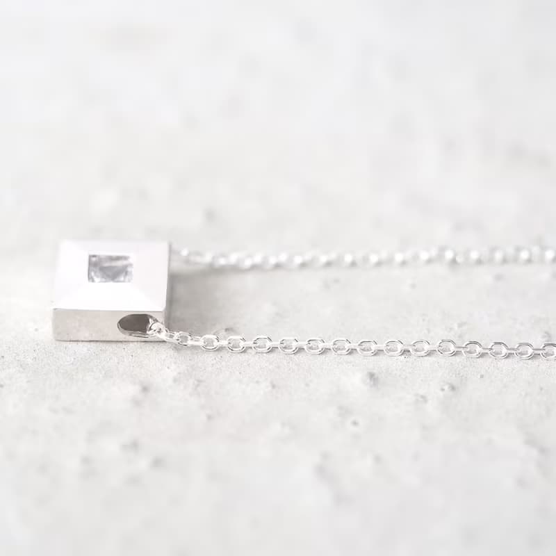 Tile Stone Necklace 925 Sterling Silver September Birthstone