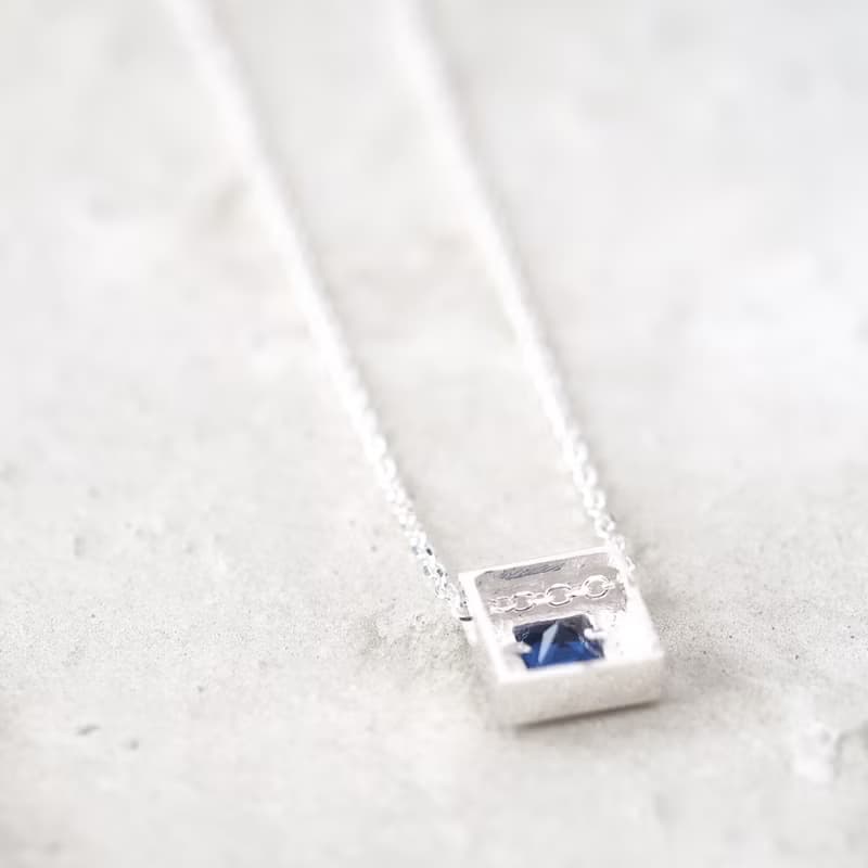Tile Stone Necklace 925 Sterling Silver September Birthstone