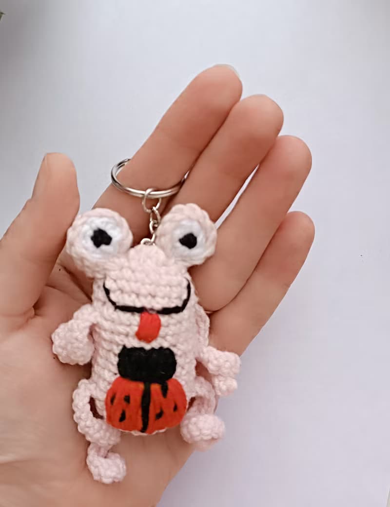 青蛙粉紅色鑰匙圈帶刺繡鑰匙包青蛙女孩禮物