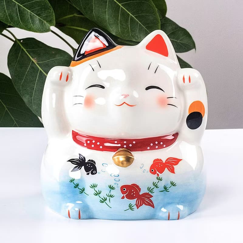 日本藥師窯招財貓可愛貓咪金魚陶瓷蚊香爐蚊遣器裝飾擺件禮物