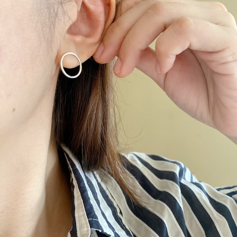 我是圓 -純銀耳環-可改夾