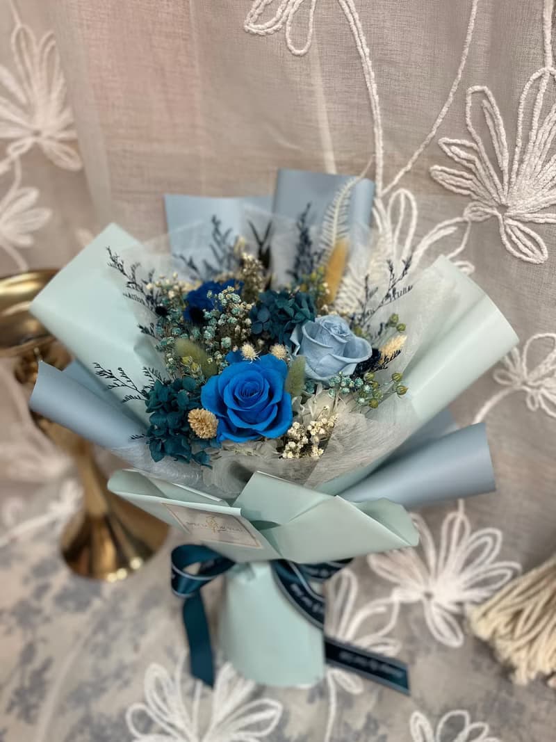中型不凋花束 藍色不凋花束 畢業花束