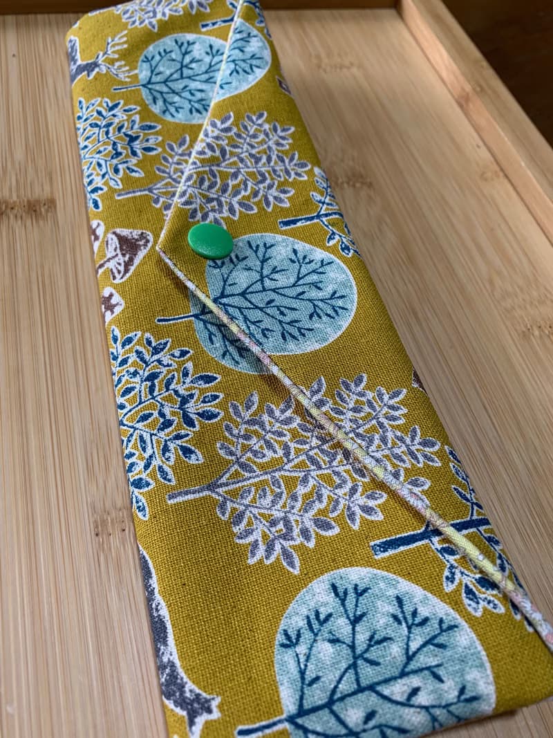 文青風環保純棉筷袋 ~ 竹林深處 耀眼黃 潮物 收納 手作餐具袋 禮