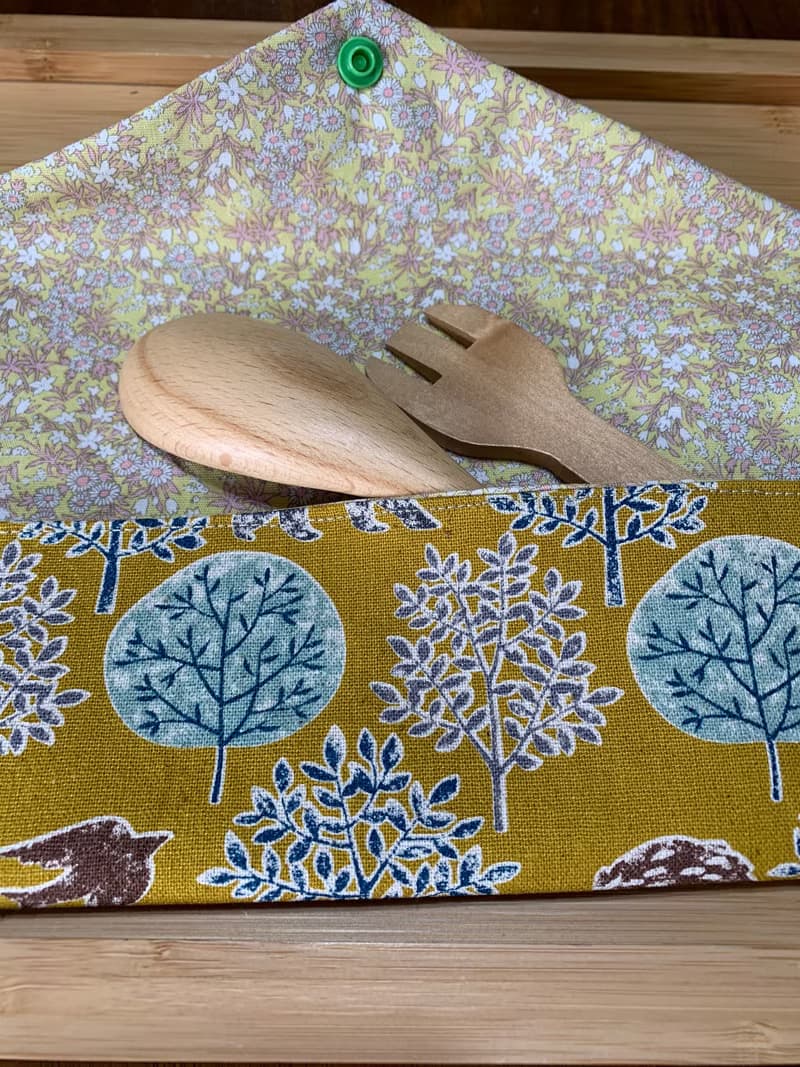 文青風環保純棉筷袋 ~ 竹林深處 耀眼黃 潮物 收納 手作餐具袋 禮