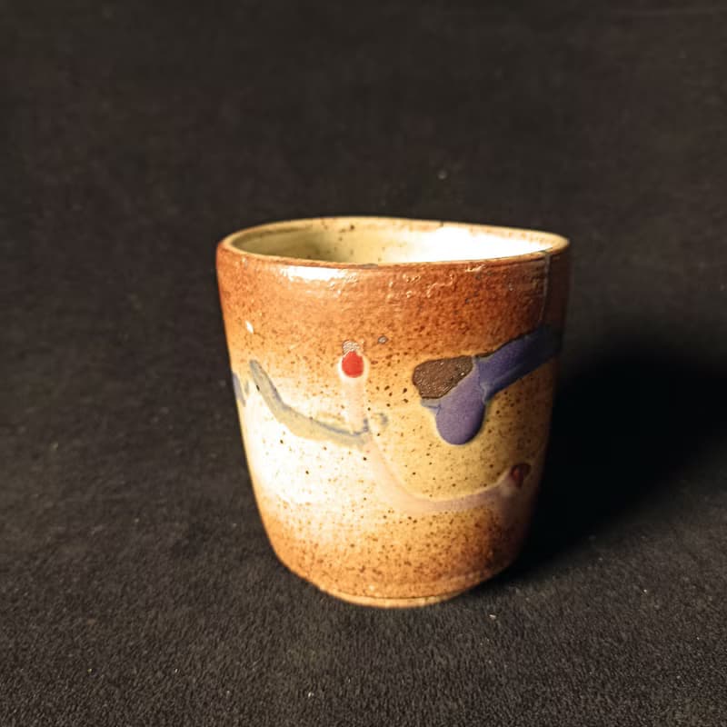 多彩釉陶燒茶水杯手拉胚