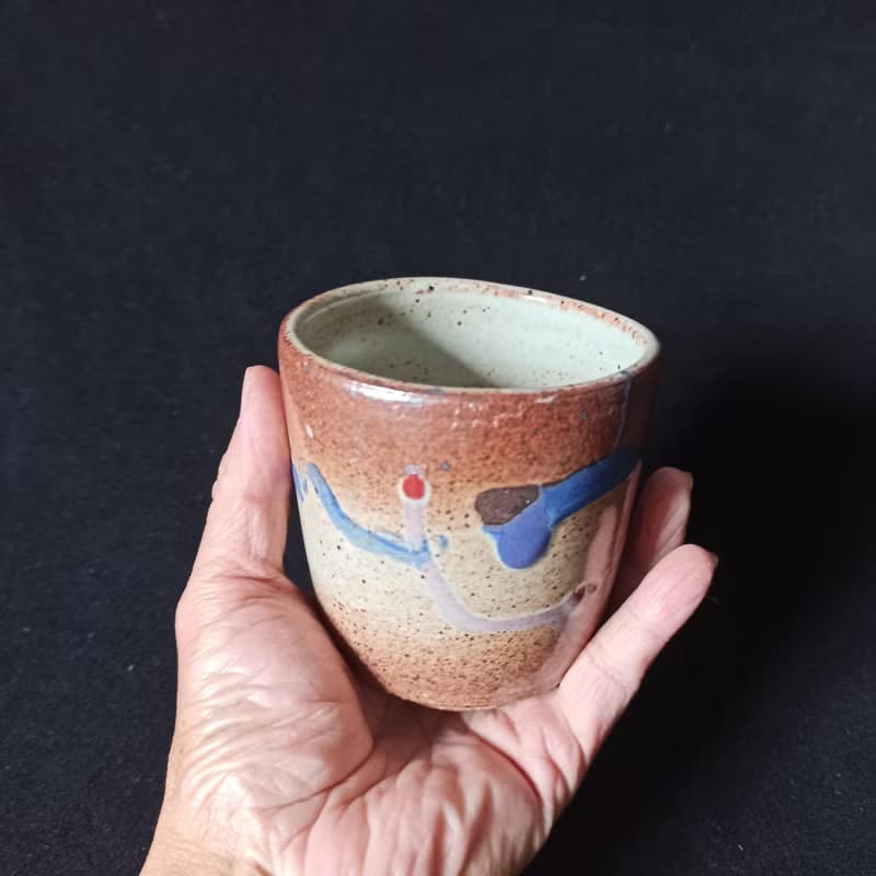 多彩釉陶燒茶水杯手拉胚