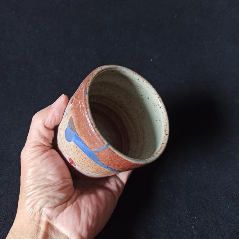 多彩釉陶燒茶水杯手拉胚