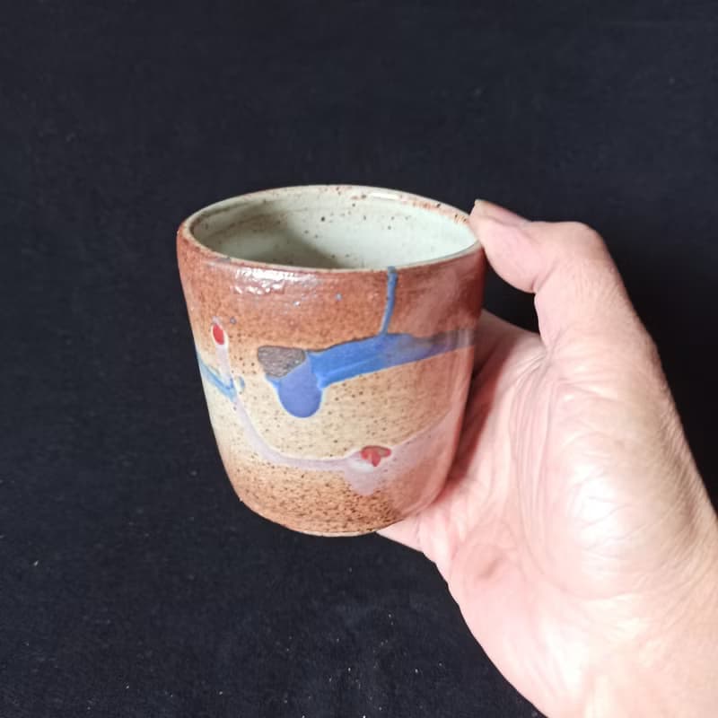 多彩釉陶燒茶水杯手拉胚