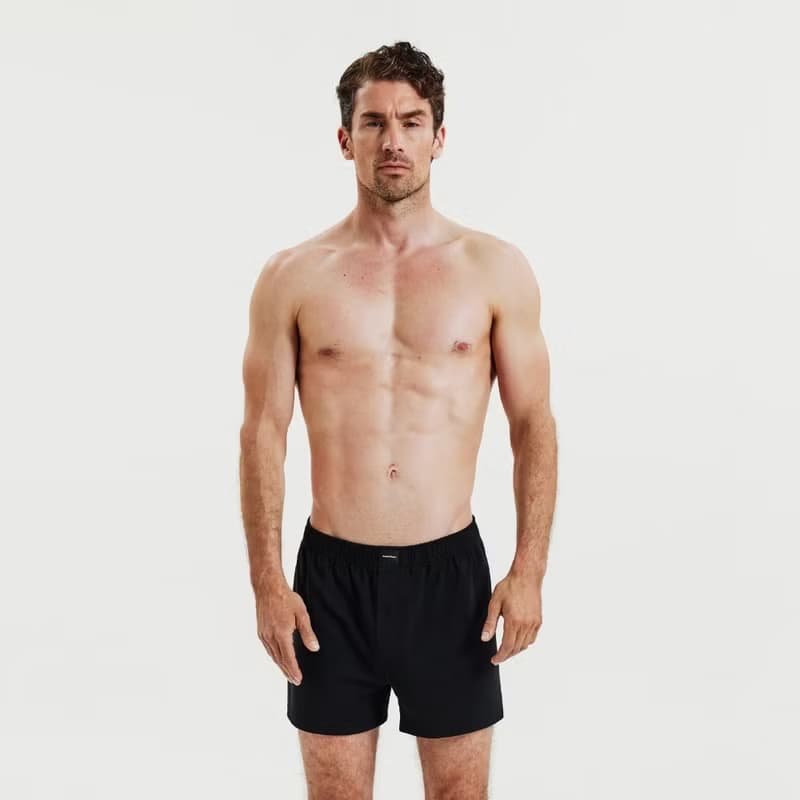 Bread & Boxers 兩件組 Jersey Boxer 柔彈平口內褲 - 黑