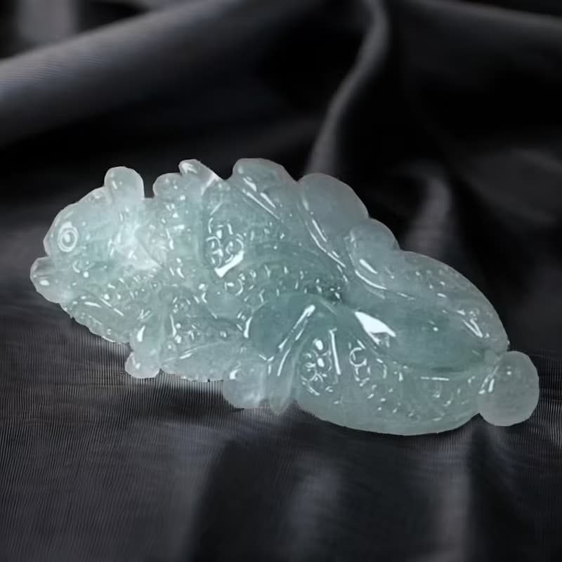 飄藍花翡翠巧雕白菜 | 天然緬甸A貨翡翠 | 送禮