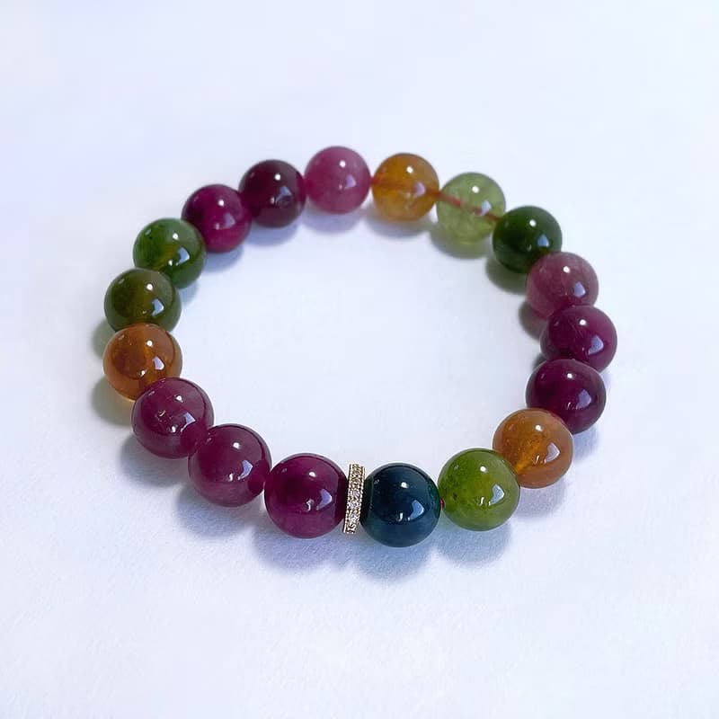 天然礦石 老礦彩碧璽 10.5 mm 手鍊
