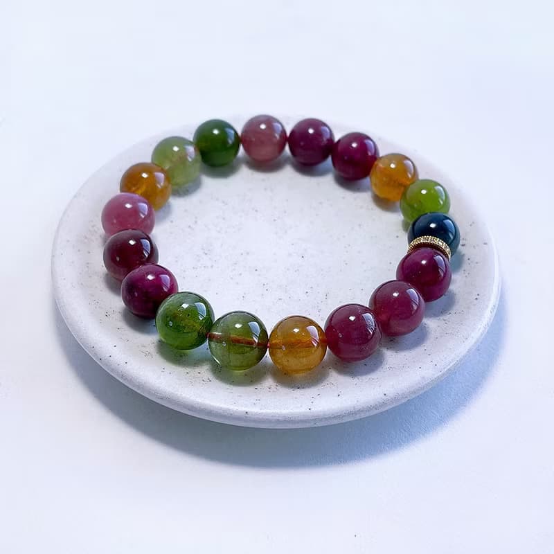 天然礦石 老礦彩碧璽 10.5 mm 手鍊
