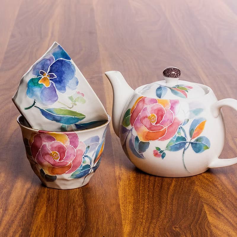 美濃燒日本原裝進口和藍陶瓷功夫茶具小套裝家用高檔簡約一壺兩杯