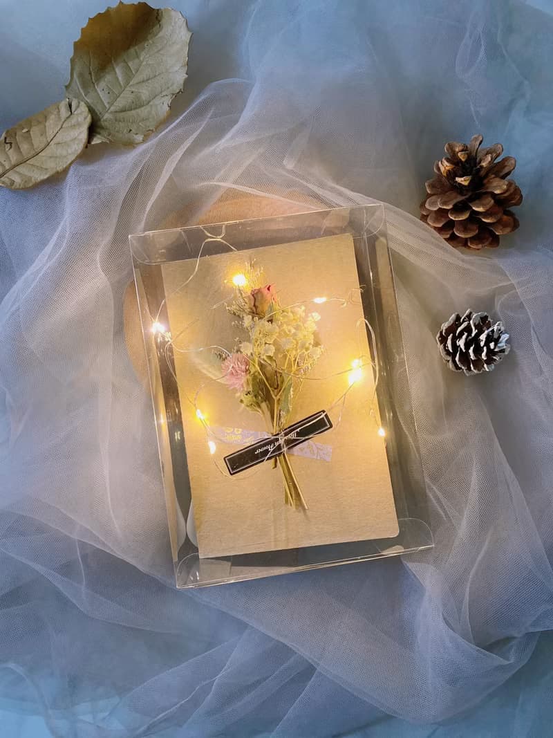 復古乾燥玫瑰花卡片 生日卡片 情人節卡片 發光卡片 現貨