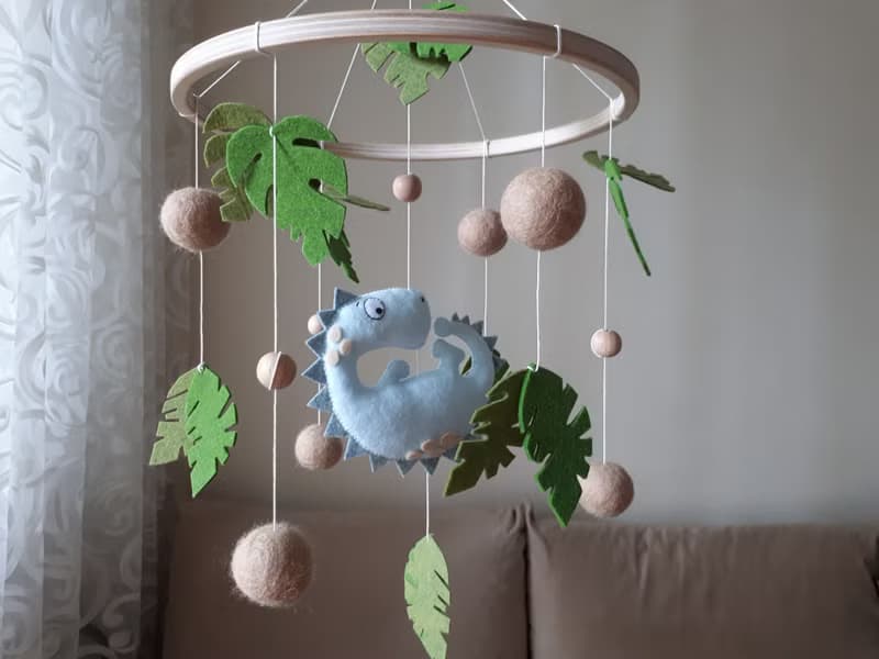 Dinosaur baby mobile nursery decor, crib mobile, expecting mom gift