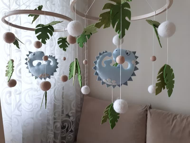 Dinosaur baby mobile nursery decor, crib mobile, expecting mom gift