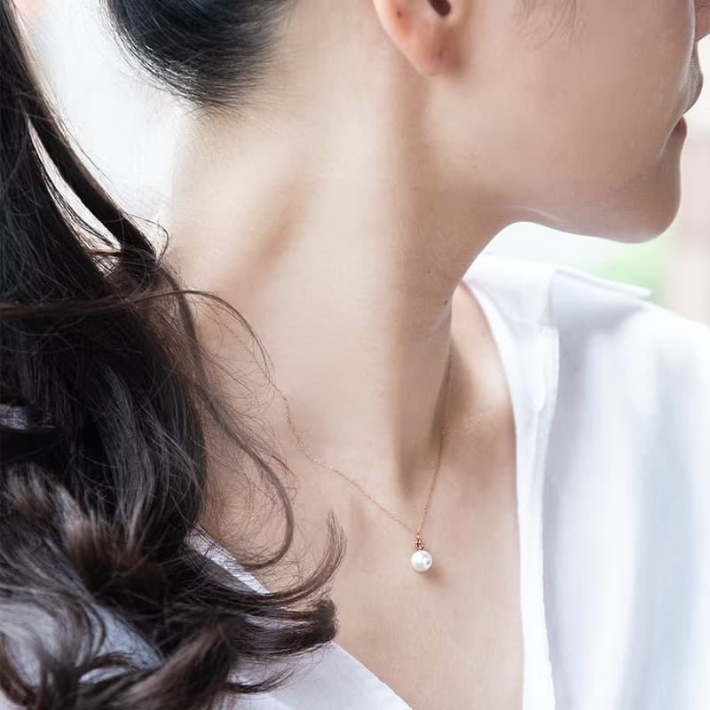 珍珠鑲鑽愛心項鍊