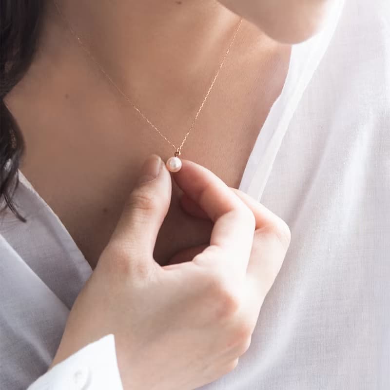 珍珠鑲鑽愛心項鍊