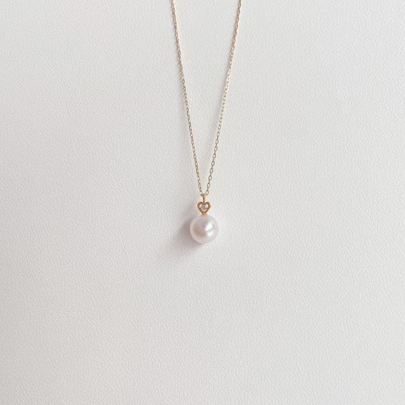 珍珠鑲鑽愛心項鍊