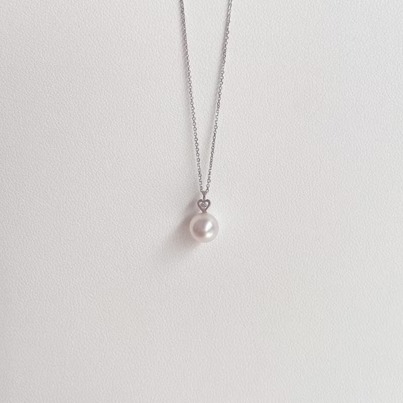 珍珠鑲鑽愛心項鍊