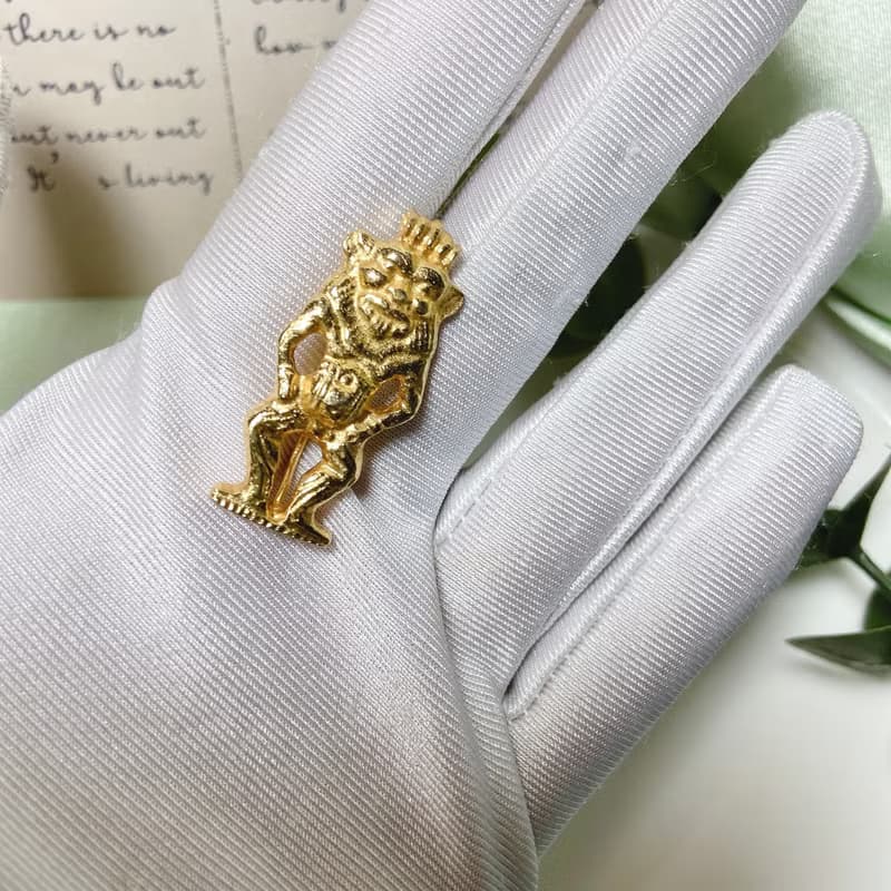 【西洋古董飾品】可愛猴子紋理細膩刻畫 精美金色 胸章 胸針