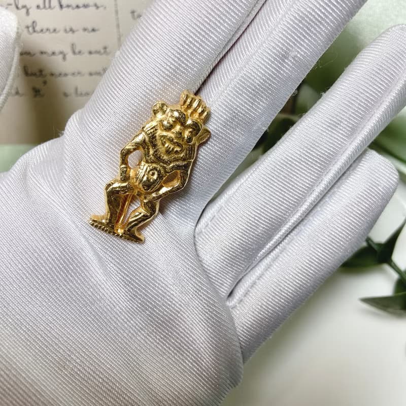 【西洋古董飾品】可愛猴子紋理細膩刻畫 精美金色 胸章 胸針